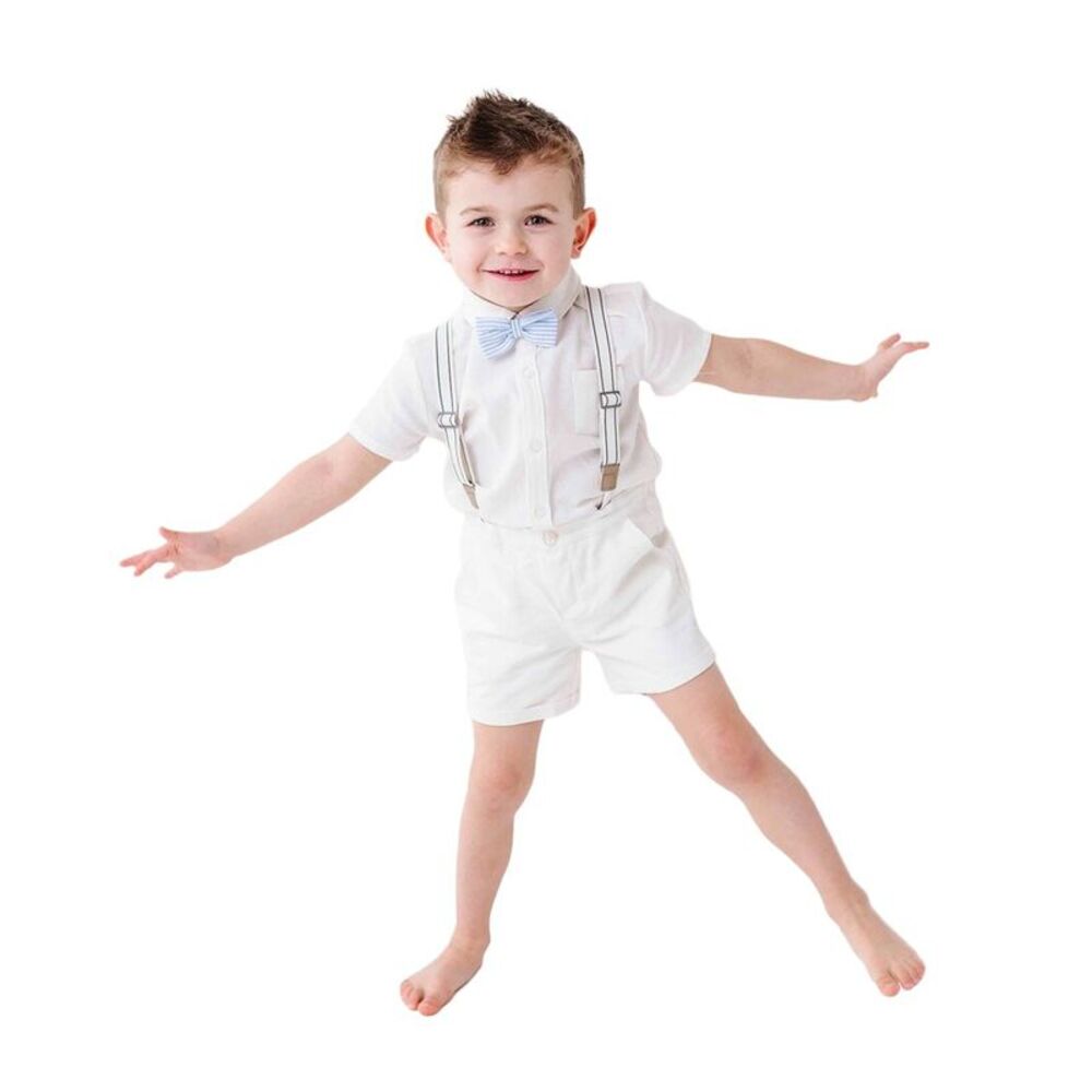 Bums & Roses Boys  White Boys Short Sleeve Button Down Shirt, Multicolor